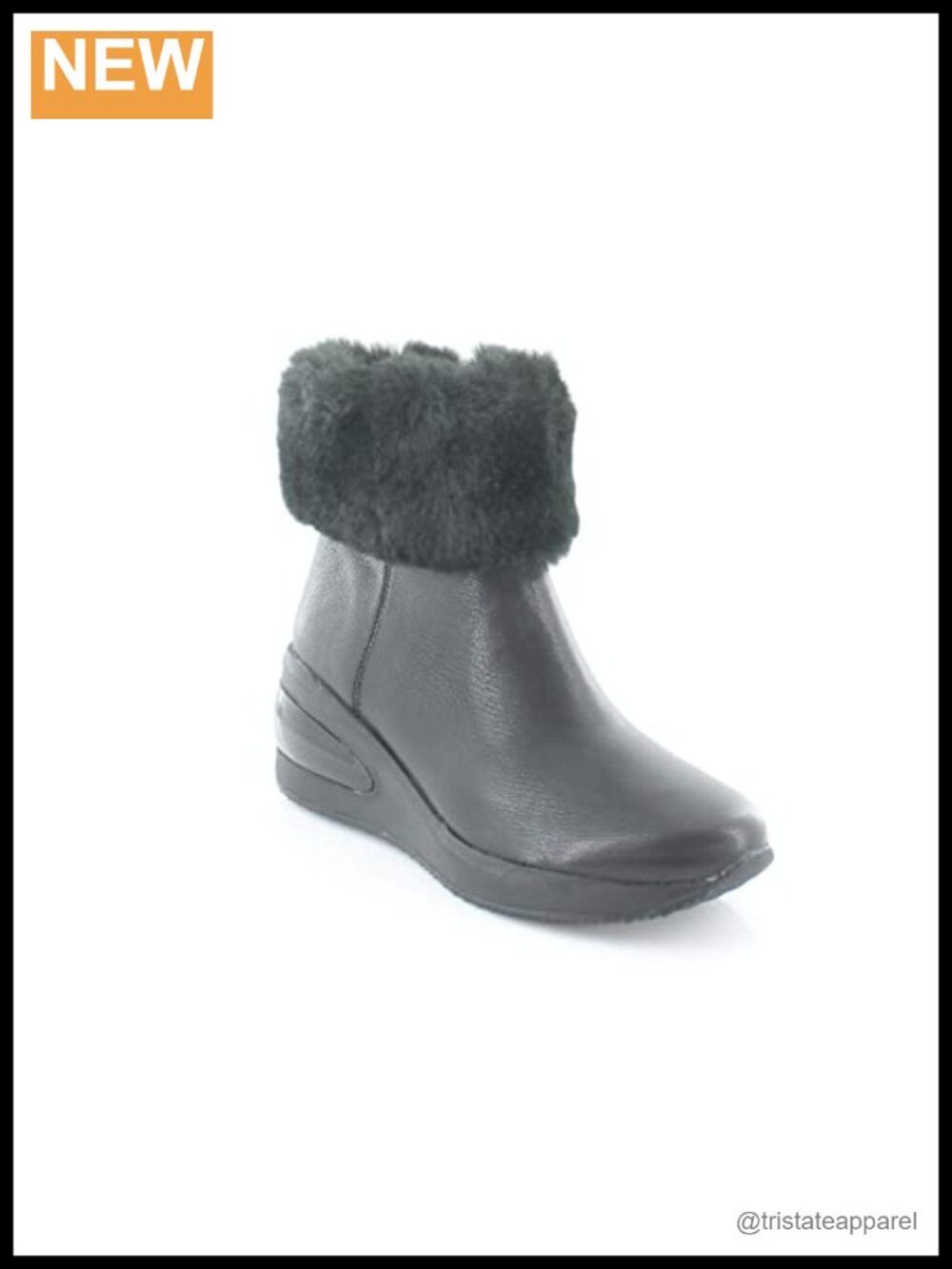DKNY Ankle Boots Round Toe Wedge Heel Leather Fabric Zip